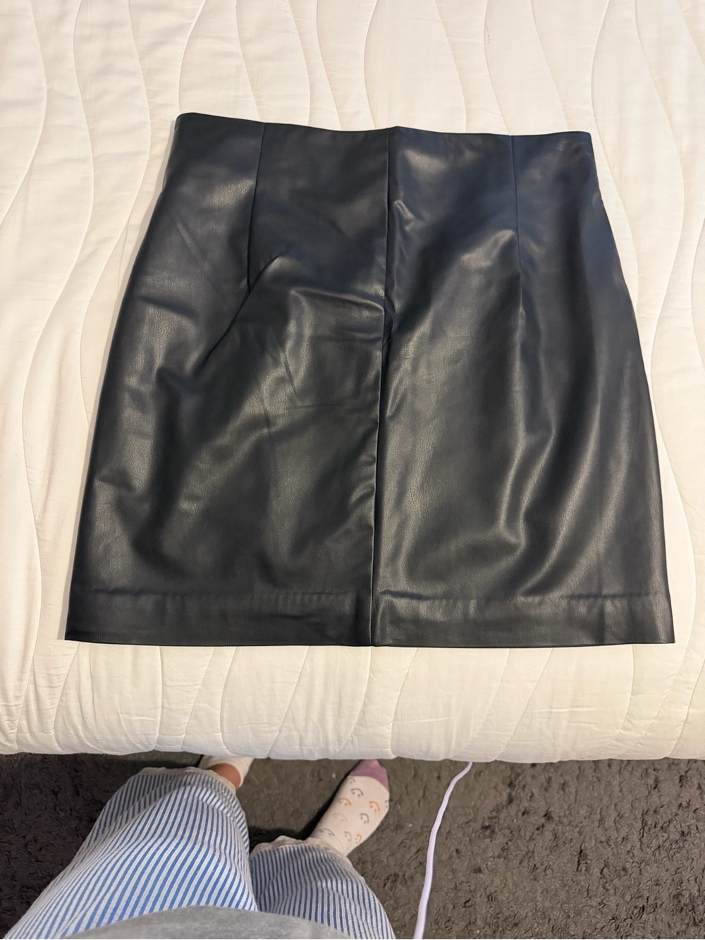 H&M Black Faux Leather Mini Skirt